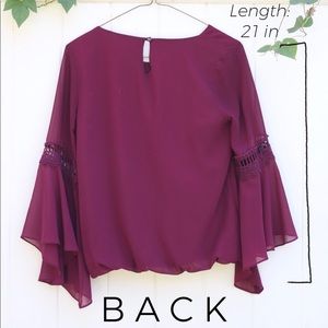 Maroon Blouse with Flare Sleeves